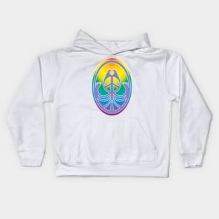 Peace, Love, and Peacocks (Rainbow w/Purple) Kids Hoodie